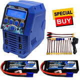 NHX Muscle Pack 3S 11.1V 5000mAh 60C Lipo Battery (2) w/ EC5 / EZPRO DUO Charger Battery