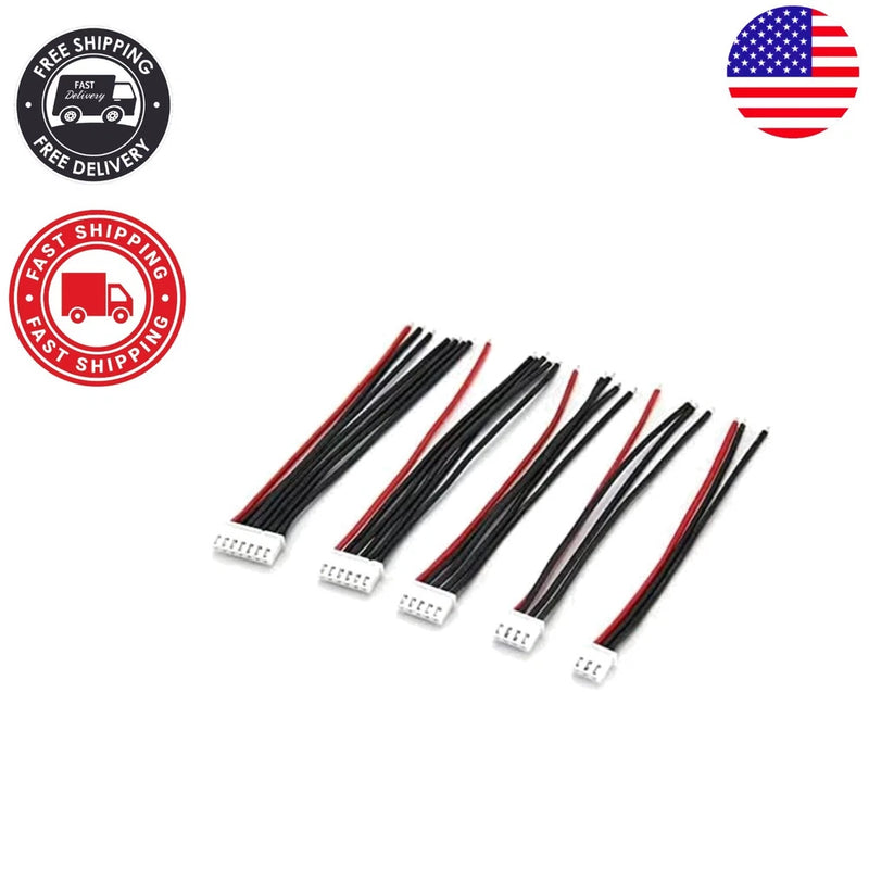 10-pack LiPo balance charger cables with JST-XH connectors, black and red wire leads
