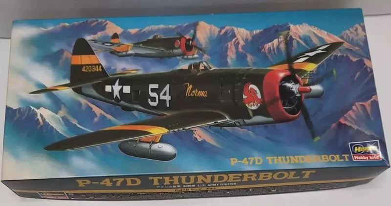 Hasegawa 1/72 P-47D Thunderbolt fighter airplane model kit box, marked 54
