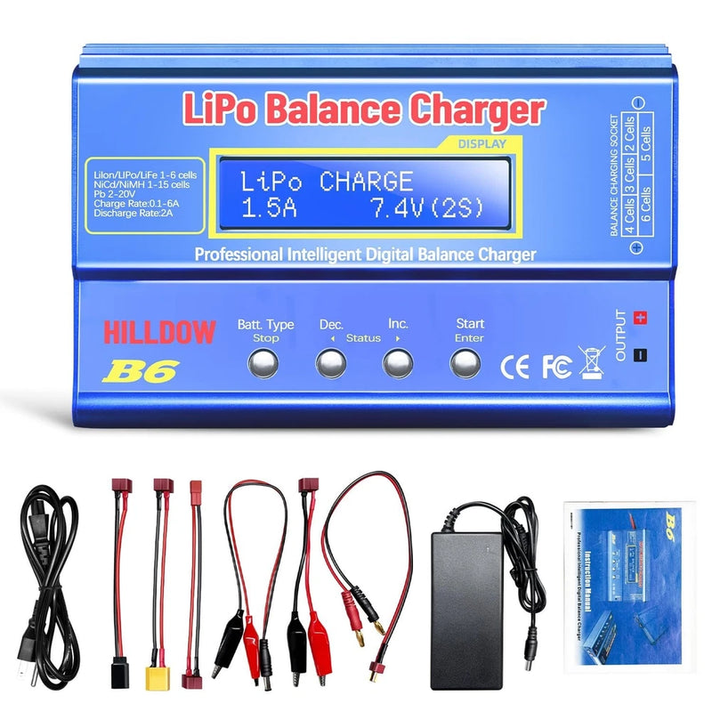 80W Mini Lipo Balance Charger with Power Supply for LiPo/Li-ion/NiMH RC Cars