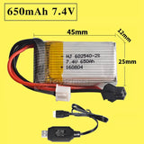 7.4V 650mAh 25C LiPo Battery for Micro Helicopter F182 F183 H8C H8D RC Quadcopte
