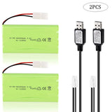 2PCS 2400mAh 9.6V AA NiMH RC Battery Pack KET 2P Connector for RC Car Truck Boat