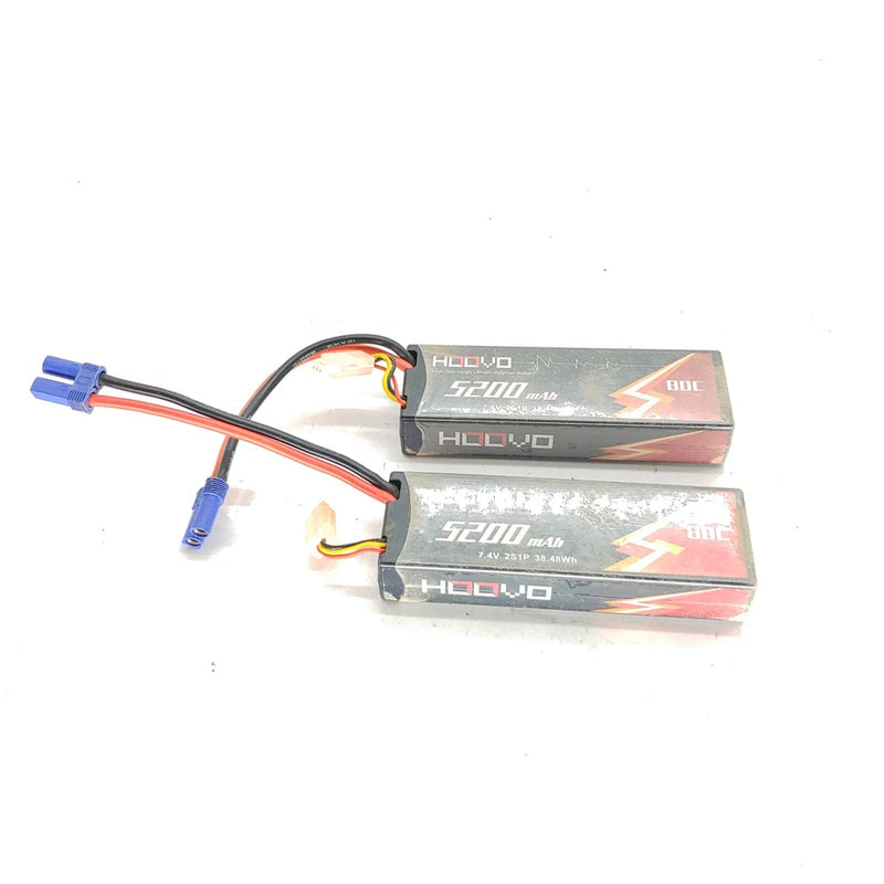 2-pack Hoovo hard-case LiPo battery packs with EC5 connectors and wired leads