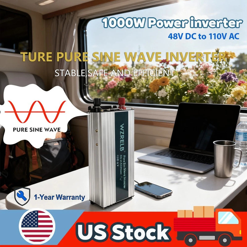 WZRELB 1000W Pure Sine Wave Inverter DC 48V to AC 110V120V Power solar Converter