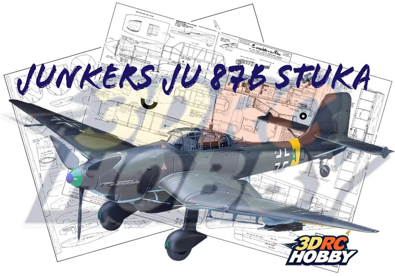 WWII Junkers JU87 Stuka 50" WS RC Airplane Laser Cut Balsa Ply Short Kit & Plans