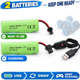 14500 3.7V 500mAh Rechargeable Lithium Battery 2PCS with USB Charger for RC Toys Battery
