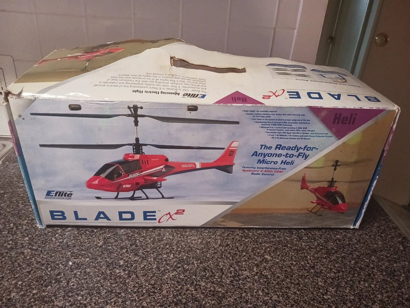 E-flite Blade CX2 RC heli retail box with helicopter artwork