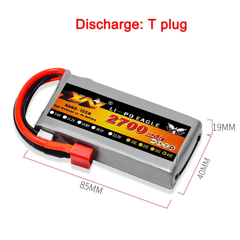 7.4v 2700mah 45C Lipo battery for Wltoys 12428 12423 feiyue 03 Q39 FY07 R/C Car
