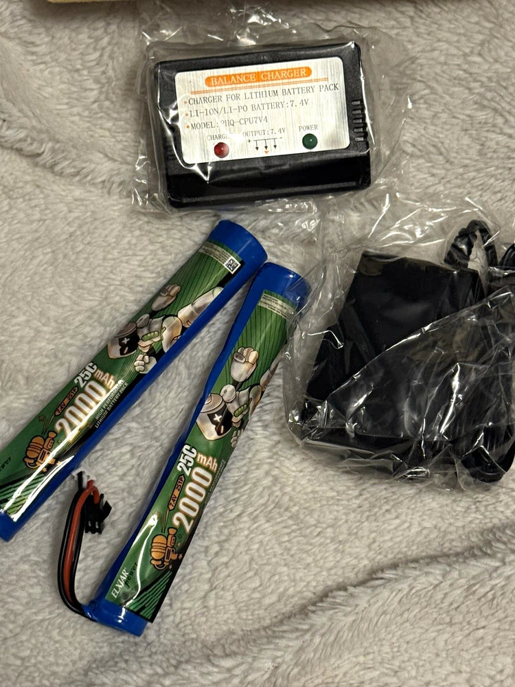 ELXJAR 7.4V 2000mAh 2S LiPo Battery Pack 2-Pack w/ Balance Charger Battery