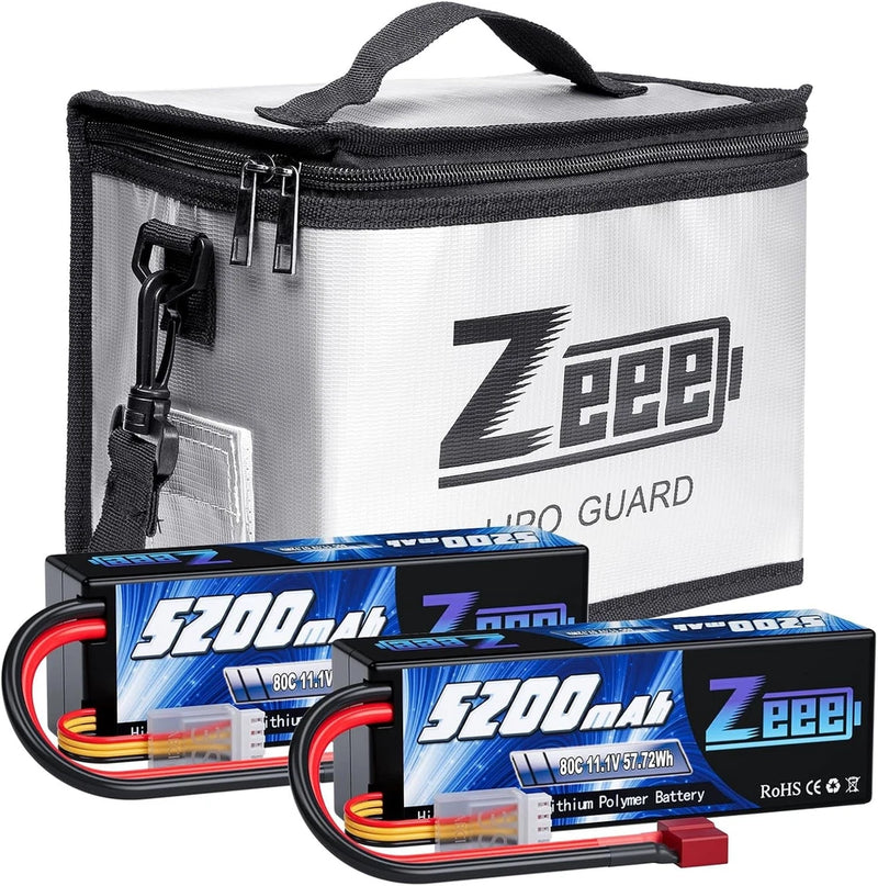 3S Lipo Battery 5200mAh 11.1V 80C Hard Case Battery T Connector 2 Pack