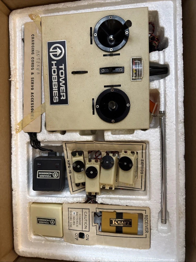 Vintage Tower Hobbies R/C Airplane Control System Charger & Servos UNTESTED