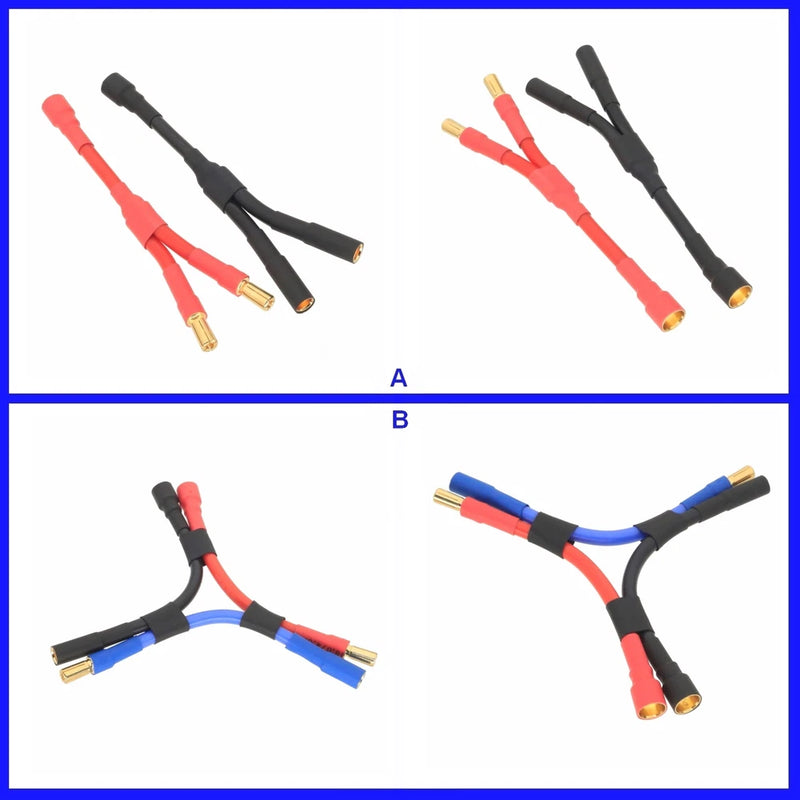 ESC 8mm 1 Female to 2 Male+/Female- HXT 5.5mm Series Parallel Wire FPV Battery