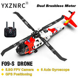 YXZNRC F09-S RC Helicopter 2.4G 6CH GPS Brushless Dual Motor Aircraft 2 Battery