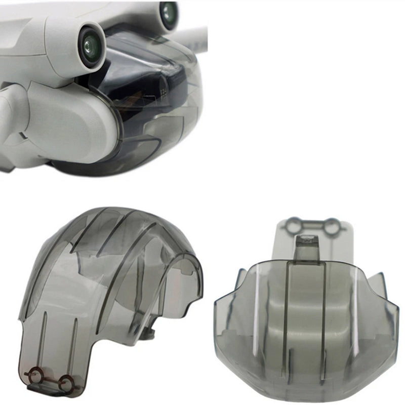 Protective lens hood gimbal camera cover shell with clear window, gray plastic