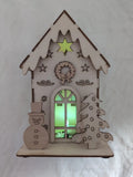 DIY Christmas Mini House Wood Lazer Cut Model Toy Light Up Battery Included Battery
