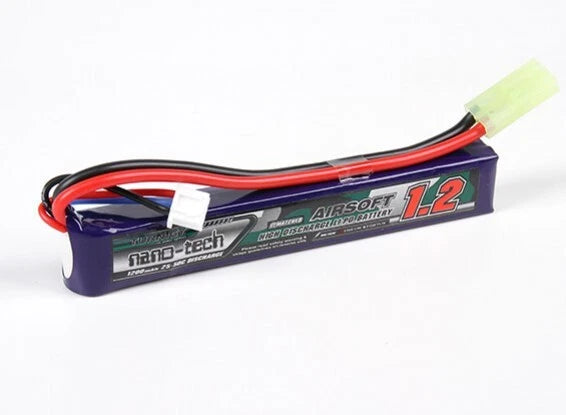 TURNIGY NANO-TECH 1200mAh 2S 7.4V 25C-50C LIPO BATTERY AIRSOFT MINI TAMIYA MOLEX Battery