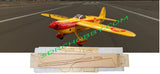 RC airplane balsa and ply laser-cut parts with yellow and red model plane