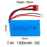 1Pcs 7.4V 1300mAh Lipo Battery for 1/16 Meizhi 2856 R16101 16102 16103 16201 RC
