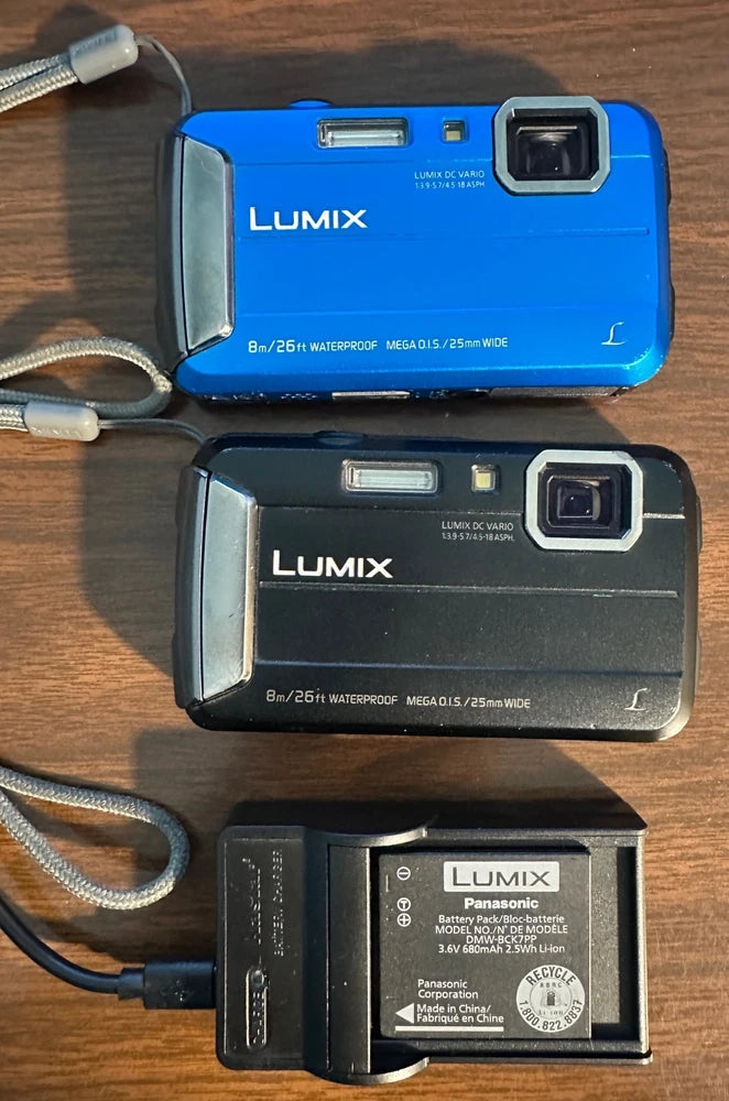 Lot 2 Qty - Panasonic LUMIX DMC-TS30 16.1MP Waterproof Cameras + 2 NEW batteries