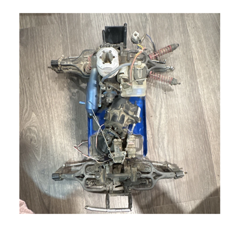 Traxxas 1:10 S-Max Nitro RC Chassis Roller w/ Engine, Servos, Blue For Parts 2wd