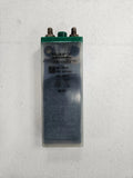Ni-Cd aircraft battery pack with green terminal caps, clear housing and label