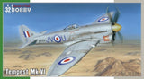 1/32 Hawker Tempest VI fighter model kit in gray with roundel markings