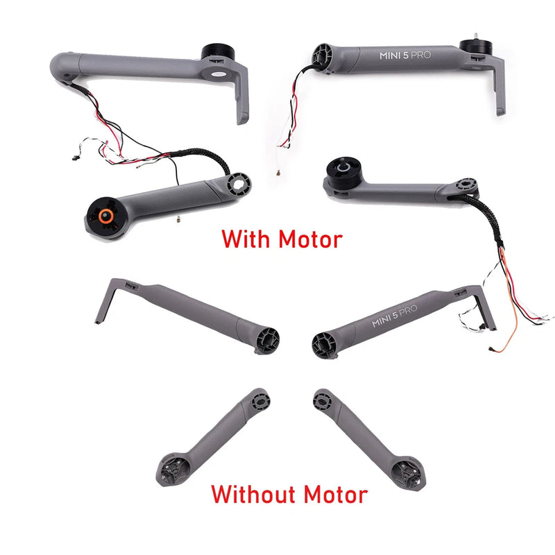 Gray DJI mini drone arm shell repair parts, with and without motor, with wiring