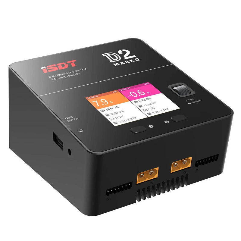 ISDT lipo Battery Charger D2 MK2 with AC 2x200W Dual Output Mode,Hobby Smart ... Battery