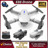 Grey quadcopter drone with 4K camera and GPS module