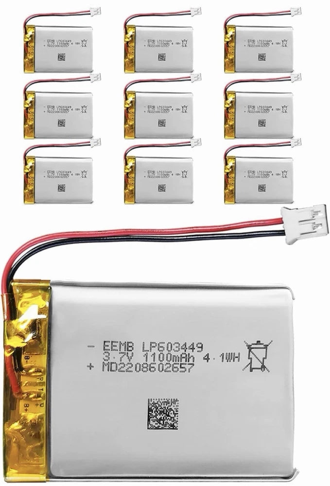 EEMB 10PACK 3.7V Lipo Battery 1100mAh 603449 Rechargeable Wire JST 2.0mm Battery