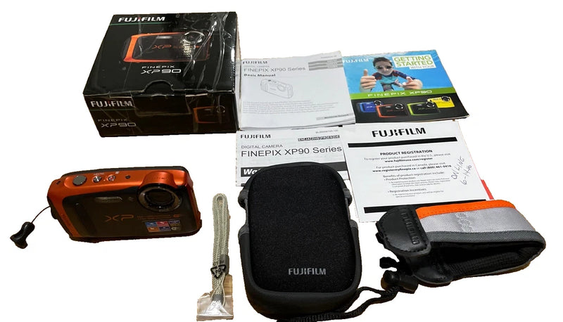 Fujifilm FinePix XP90 Digital Camera/Orange 16.4MP/Waterproof w/Battery/SD/Box