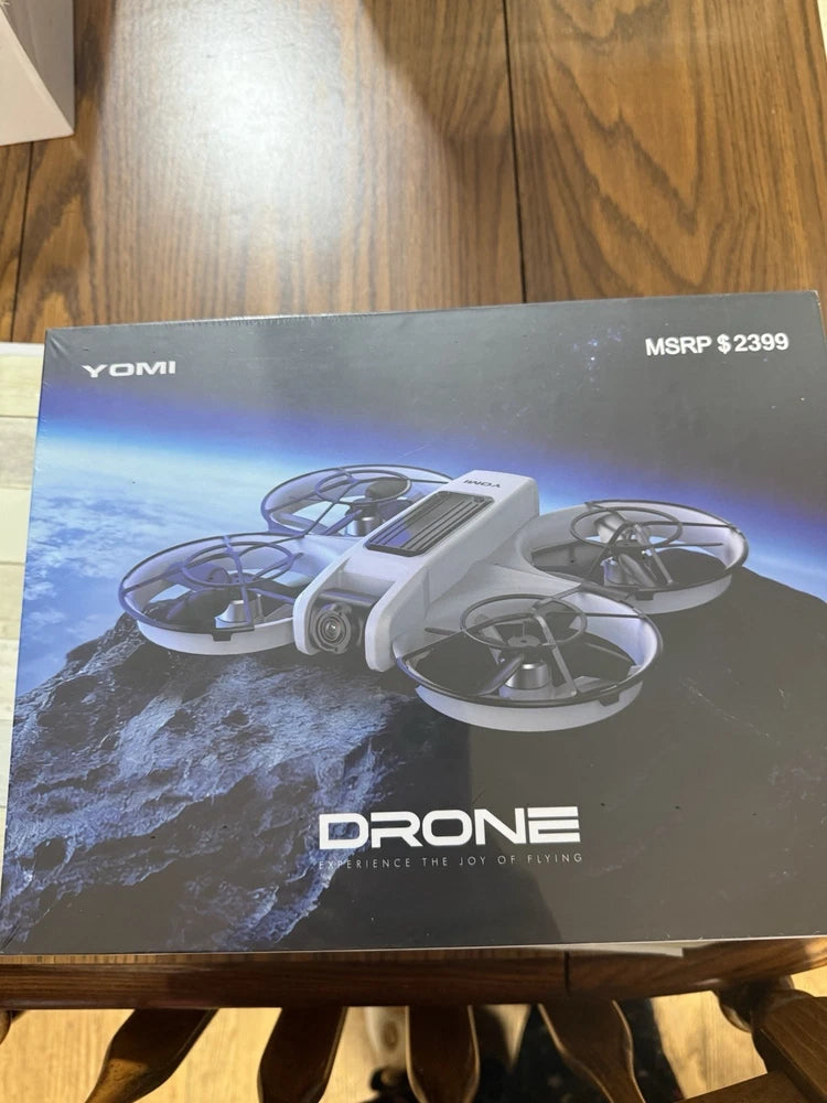 YOMI quadcopter drone retail box with four-rotor drone graphic