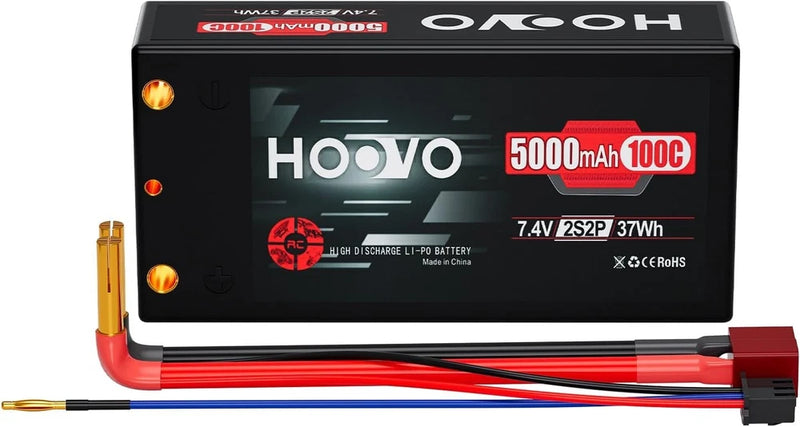 2S 7.4V 100C 5000mAh RC Shorty Lipo Battery 4.0mm Bullet T Battery