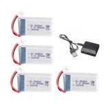 4Pcs 3.7V 800mAh 25C LiPo Battery XH2.54 Plug + 4 Port Charger For RC Airplane