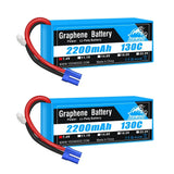 Yowoo 2 Pack 7.4V 2200mAh LiPo Battery with EC3 Plug for RC RC Vehicles