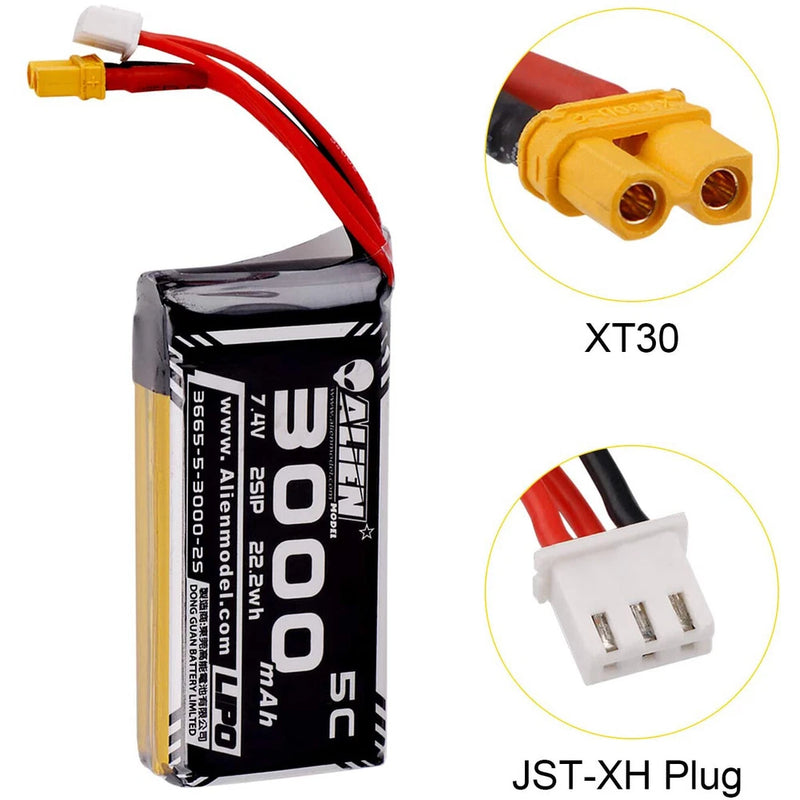 3000mah 2s Lipo 7.4v Rc Radio Transmitter Battery 5c W/ XT30 Plug For Tx16s Hall Battery
