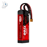7.4V 7200mAh RC LiPo battery pack with XT60 connector, red and black casing and leads
