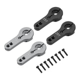 4-piece aluminum steering servo arm horns, black and gray, with mounting screws