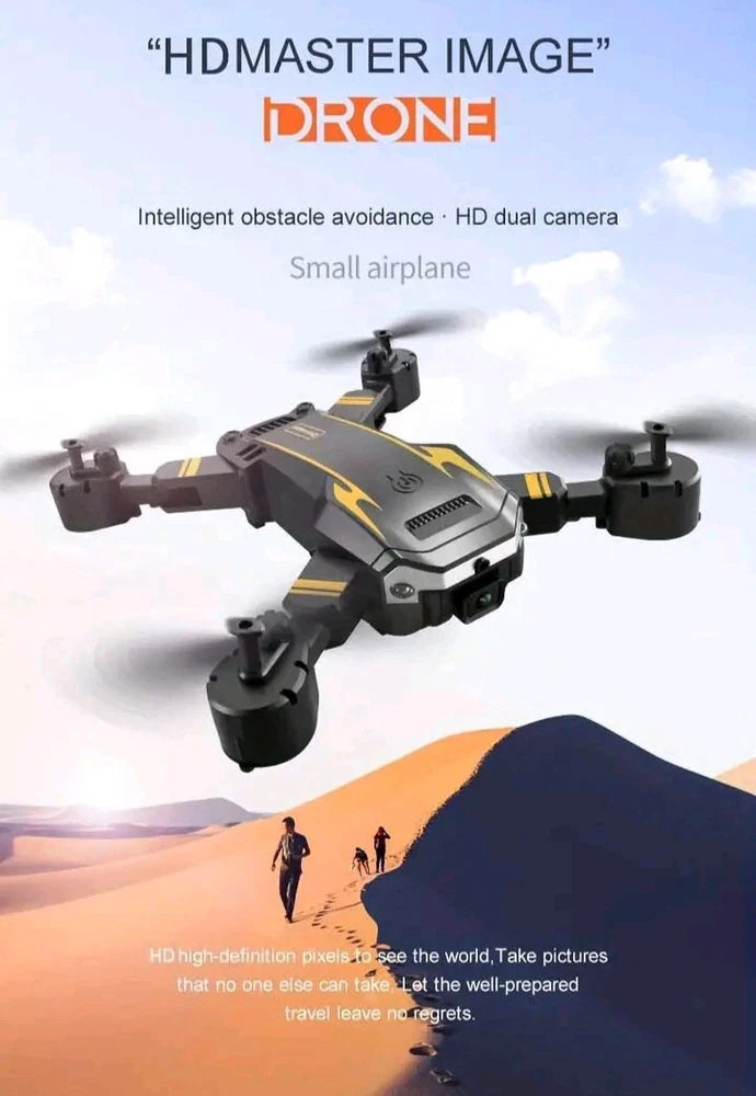 Dark gray RC quadcopter drone with dual camera and four propellers