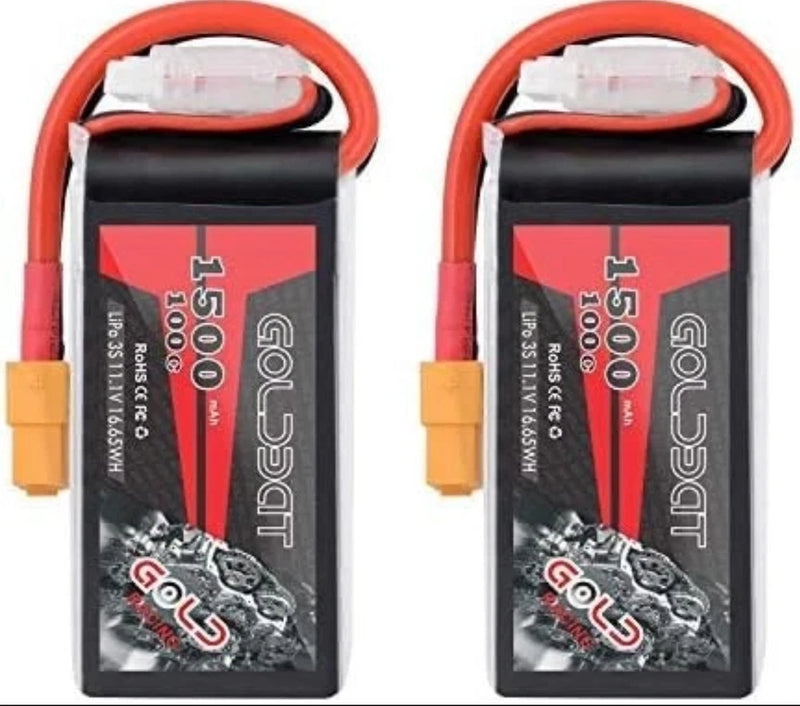 2x 1500mAh 3S 11.1V 100C Softcase Lipo Battery Pack with XT60 Plug Axial Capra