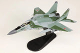 1/72 MiG-29SMT fighter jet model airplane on black display stand, green and gray