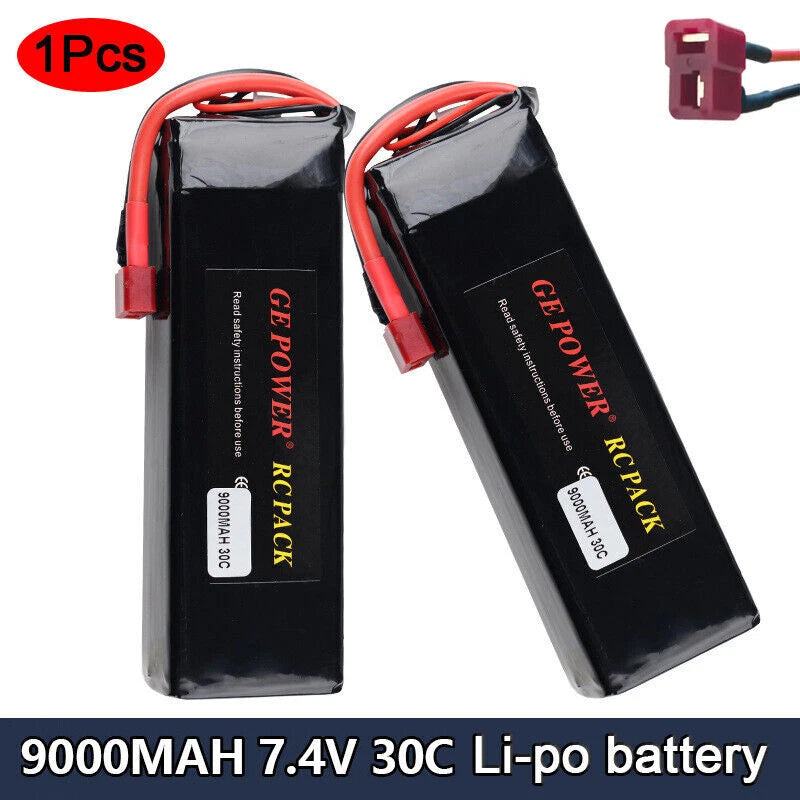 1¡Á 7.4V 9000mAh 30C T plug LiPo Battery for RC Car 1/10 1/8 short truck aircraft