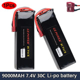 1¡Á 7.4V 9000mAh 30C T plug LiPo Battery for RC Car 1/10 1/8 short truck aircraft