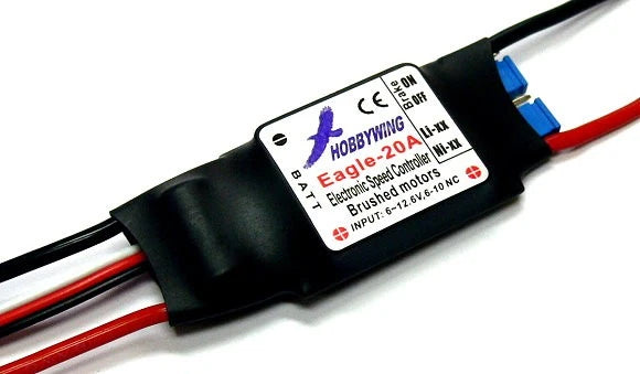Hobbywing Eagle 20A brushed motor ESC speed controller with label and wire leads