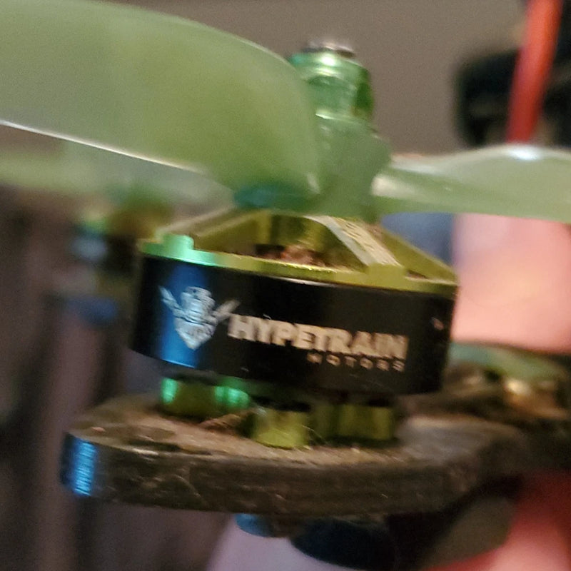 Hypetrain Motors brushless outrunner drone motor with green housing and label
