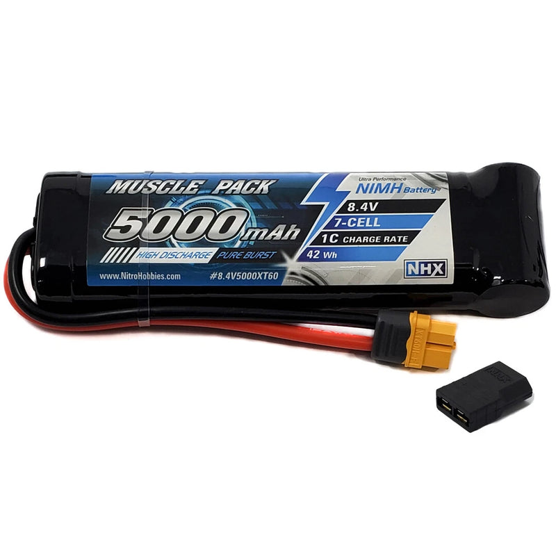 NHX Muscle Pack 8.4V 5000mAh 7-Cell Nimh Battery w/ Traxxas Adapter Battery
