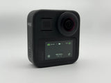 GoPro Max: Works, front lens scratch visible in video. 3 batts, charger, caps