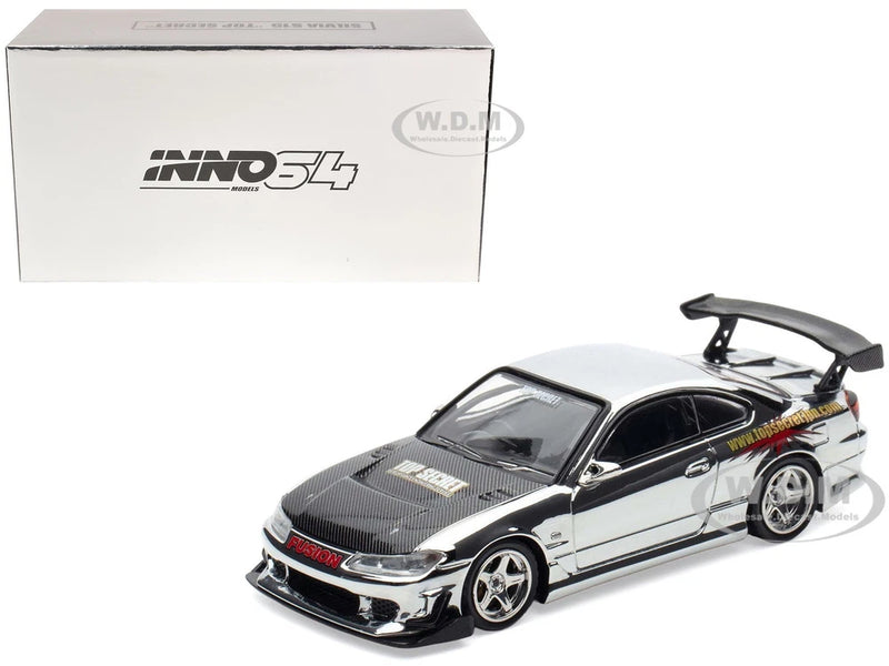 NISSAN TOP SECRET SILVIA S15 RHD CHROME 1/64 INNO MODELS IN64-S15TS-TASKL25