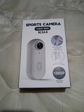 1080p WiFi sports action camera box with H.264 text and front camera illustration