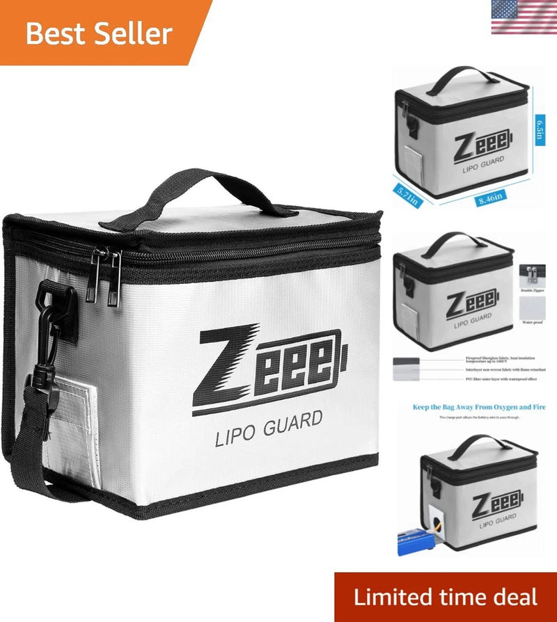 Secure LiPo Battery Bag 8.46x6.5in - Fireproof & Portable for Safety on the Go Battery